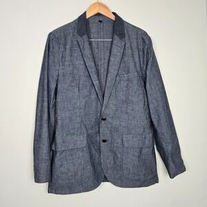 J.Crew Mens Chambray Blazer M Blue 100%‎ Cotton Casual Tailored Jacket